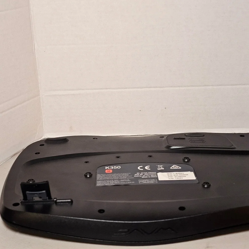 Logitech K350 Wireless Wave Ergonomic Keyboard Black Tested Works No USB Dongle